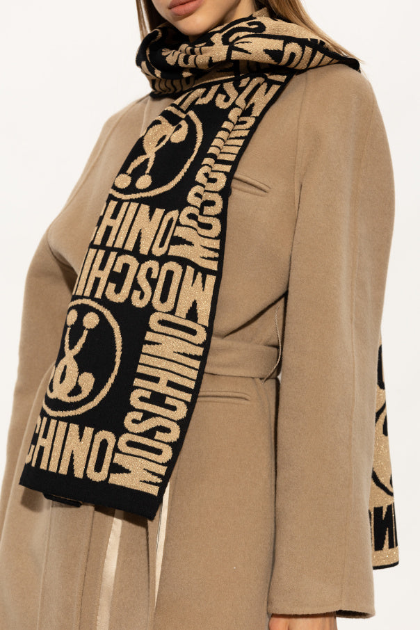 SCIARPA CON LOGO JACQUARD CON FILI LUREX ORO     MOSCHINO