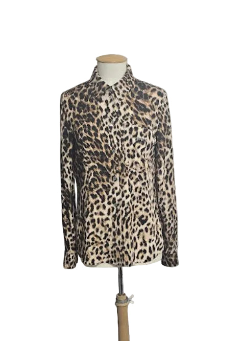CAMICIA VISCOSA STAMPA LEOPARDO FANTASIA MARRONE MOSCHINO JEANS