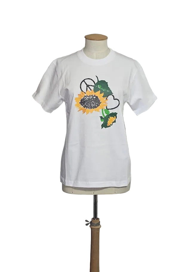 T-SHIRT JERSEY STAMPA GIRASOLE BIANCO MULTICOLOR MOSCHINO JEANS