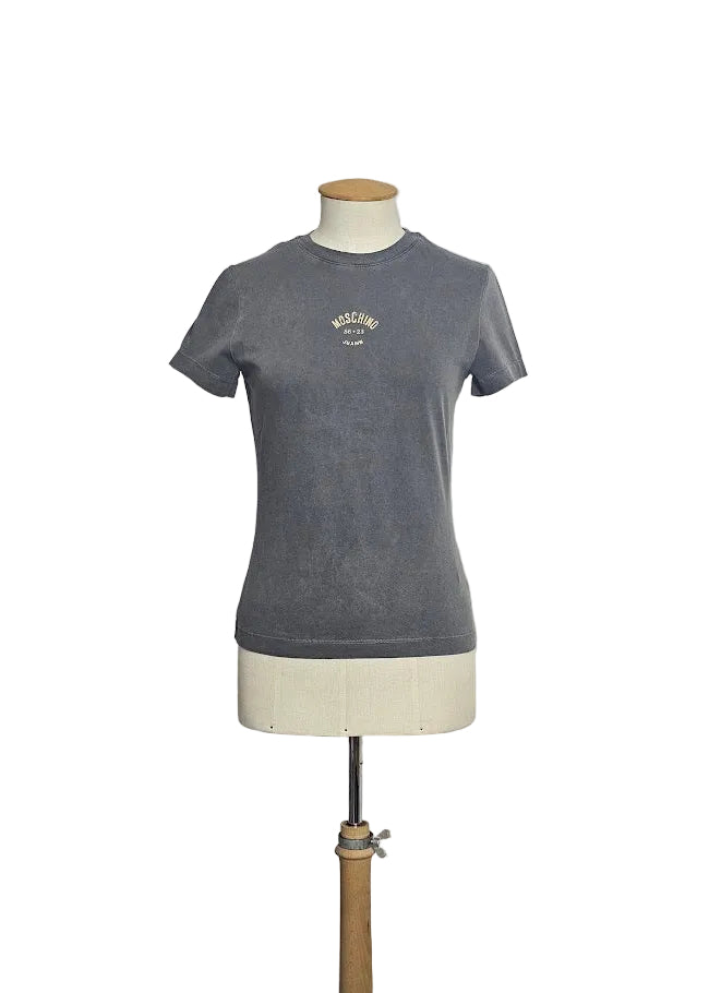 T-SHIRT JERSEY LOGO PICCOLO BIANCO GRIGIO MOSCHINO JEANS