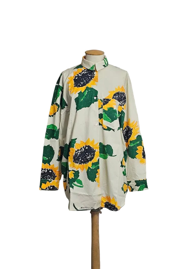 CAMICIA POPELINE STAMPA GIRASOLI AVORIO MULTICOLOR MOSCHINO JEANS