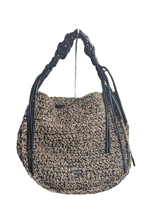 BORSA ANIKA LARGE HOBO NERO RAFIA ERMANNO SCERVINO FIRENZE