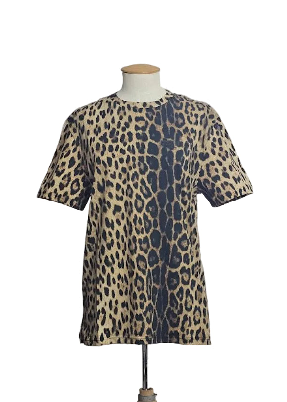 T-SHIRT PEINT LEOPARD COTTON JERSEY MOSCHINO ACTIVE