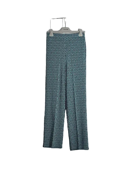 PANTALONE PALAZZO CON STAMPA COLOR  TURCHESE MAIDAMILA