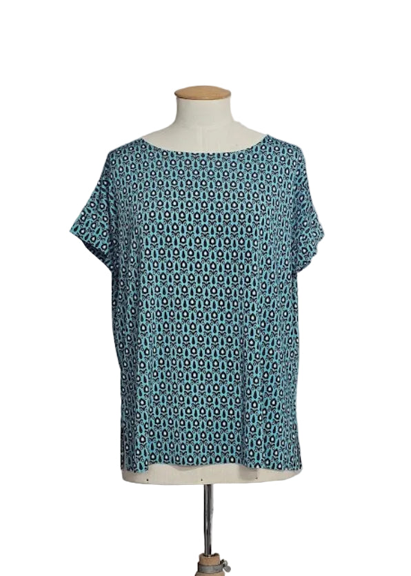 BLUSA STAMPA COLOR TURCHESE MAIDAMILA