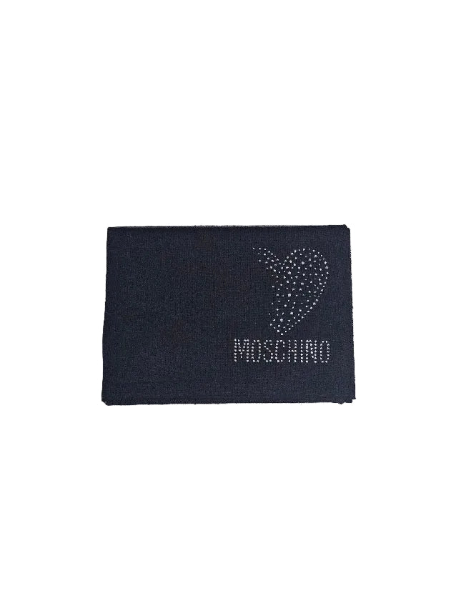 SCIARPA MAGLIA CON LOGO STRASS NERO MOSCHINO