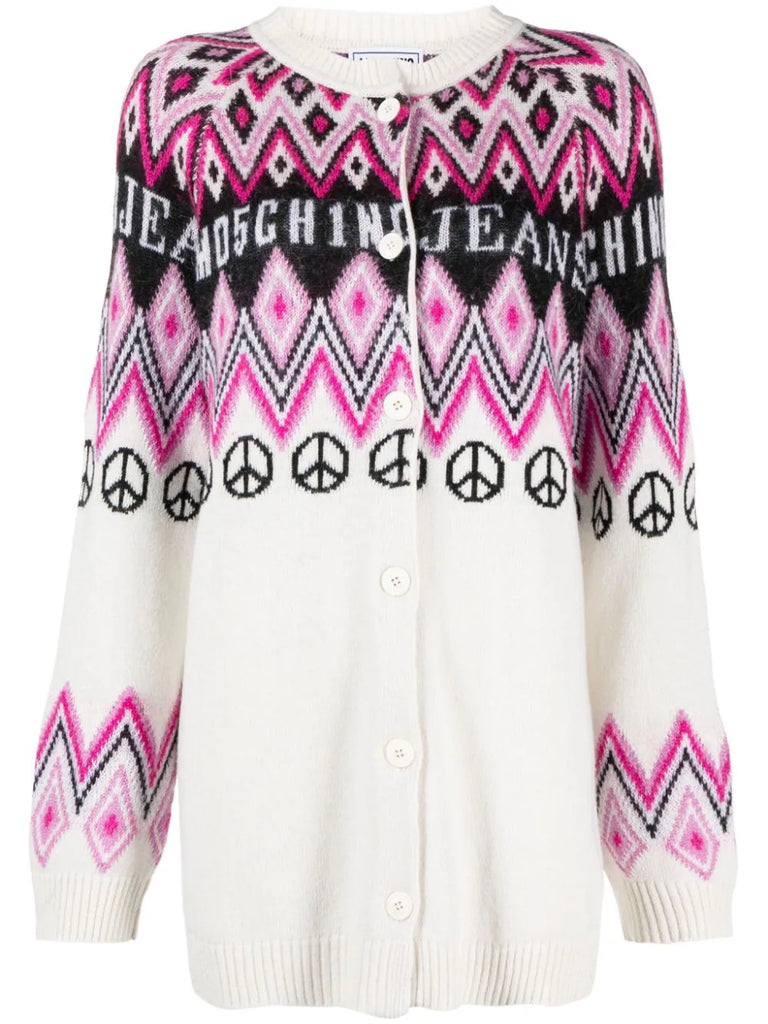 CARDIGAN  IN MAGLIA CON LOGO A INTARSIO   MO5CH1NO JEANS