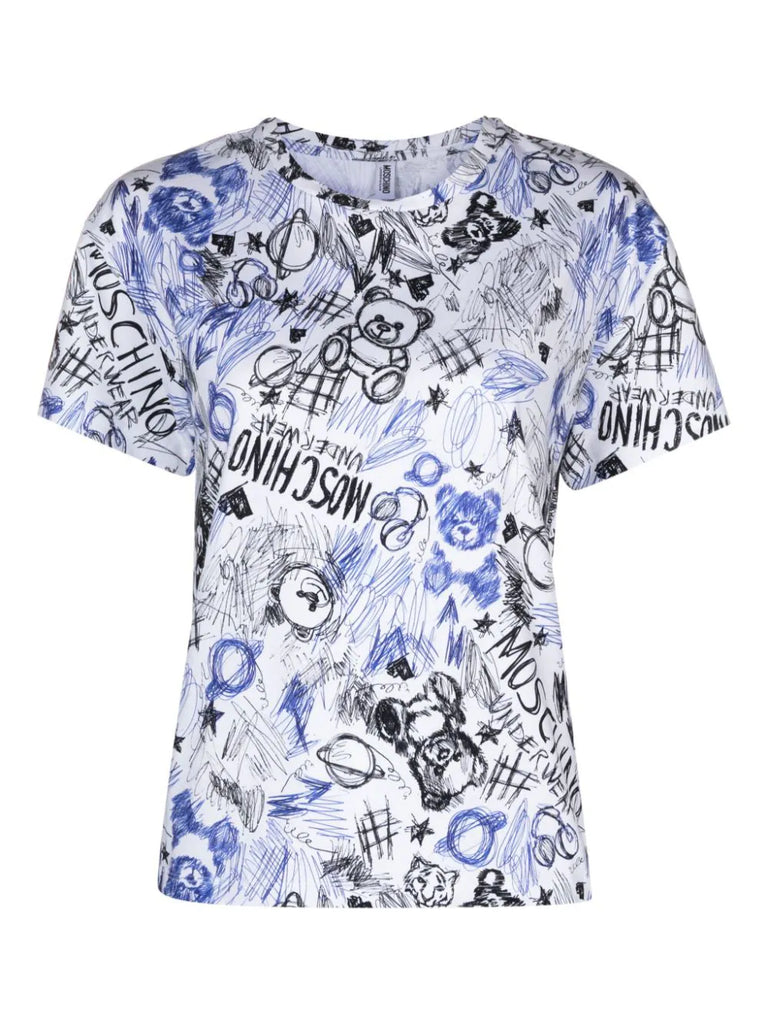 T-SHIRT SCRIBBLE PRINT STRETCH   MOSCHINO UNDERWEAR