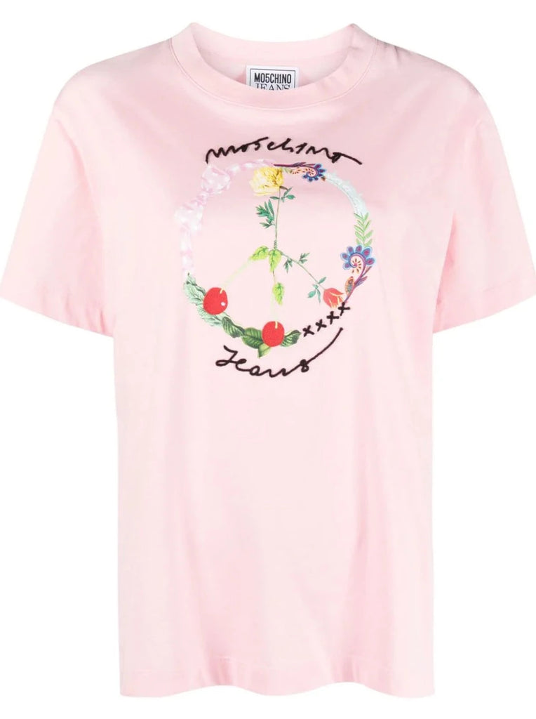 T-Shirt con Ricamo Logo MO5CH1NO JEANS - Michela Bini