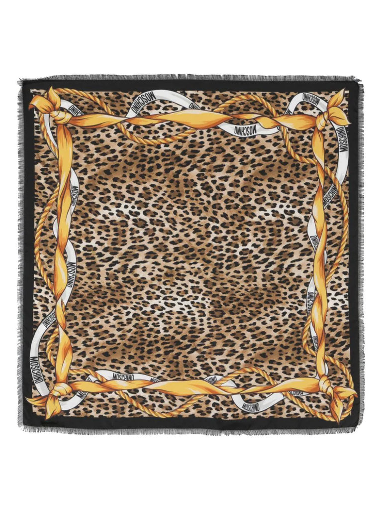 FOULARD DI SETA CON STAMPA LEOPARDATA    MOSCHINO