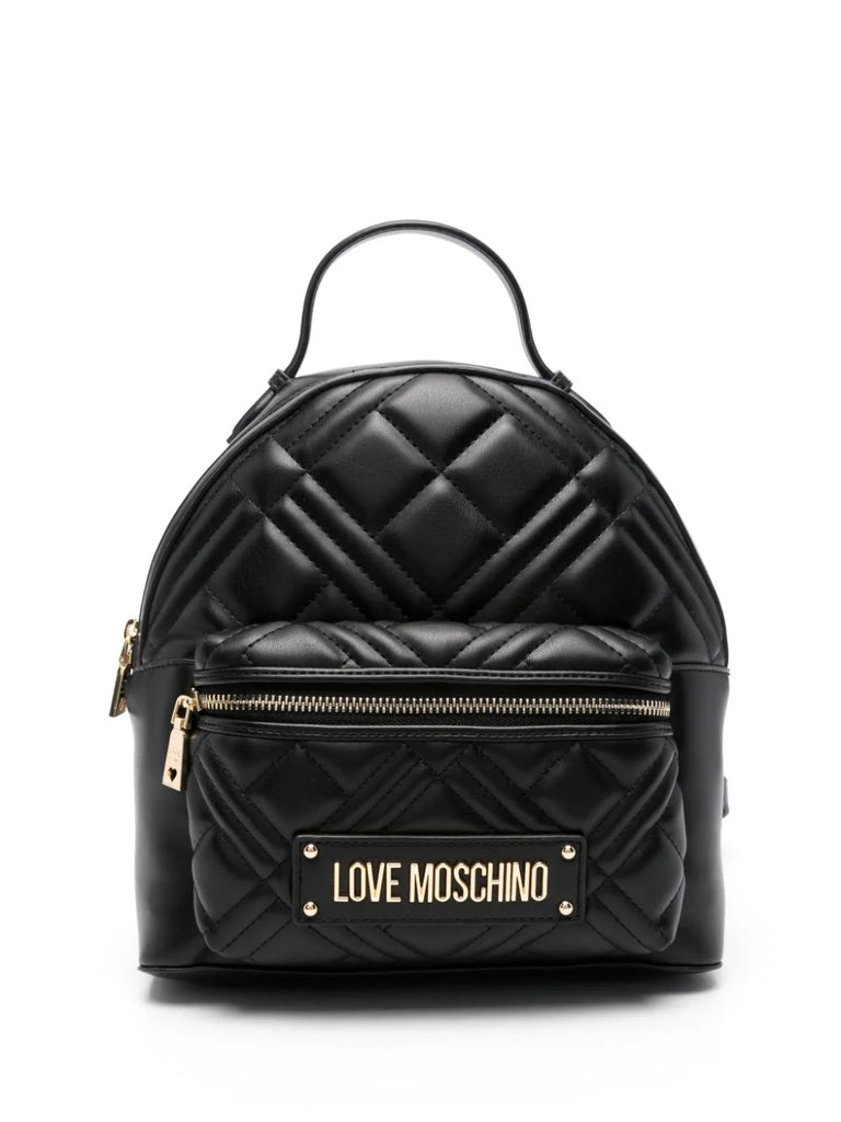 ZAINO TRAPUNTATO LOGO SCRITTA ORO    LOVE MOSCHINO