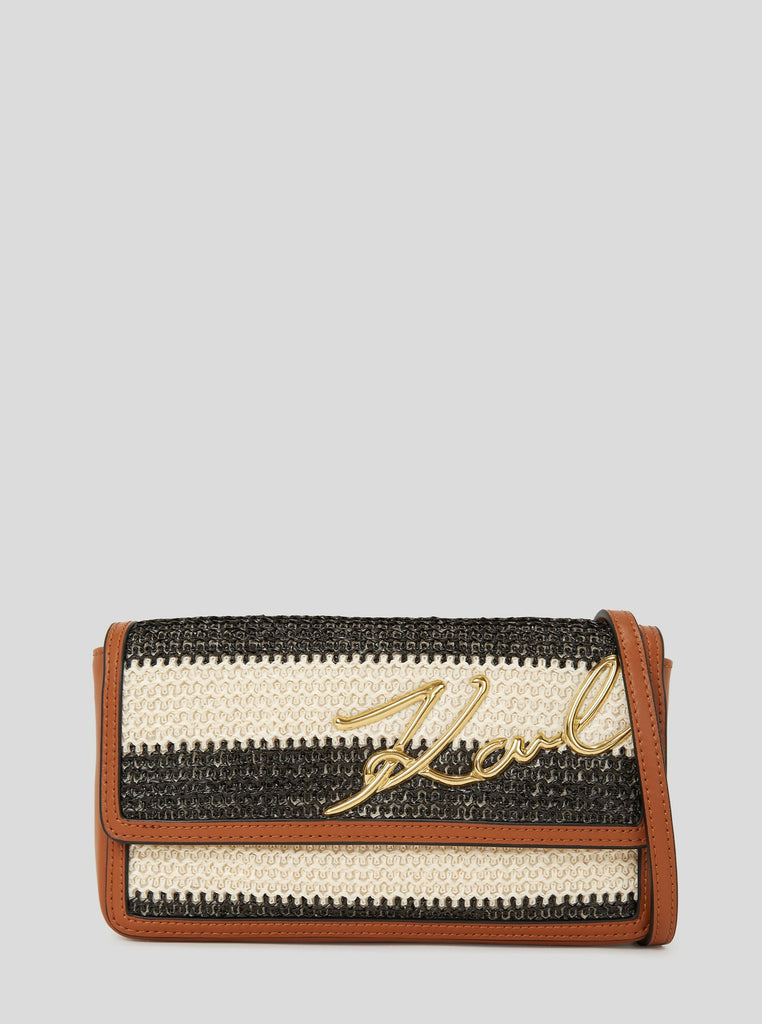 BORSA K/SIGNATURE POCHETTE IN RAFFIA   KARL LAGERFELD