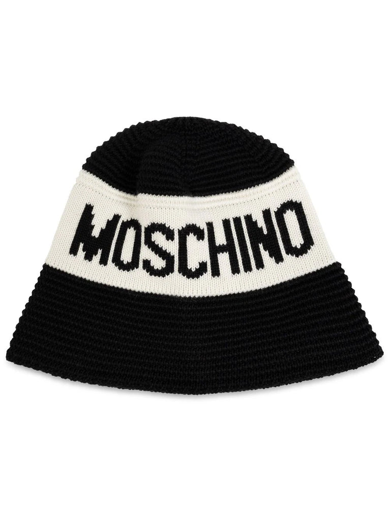 CAPPELLO IN MAGLIA CON LOGO INTARSIATO    MOSCHINO