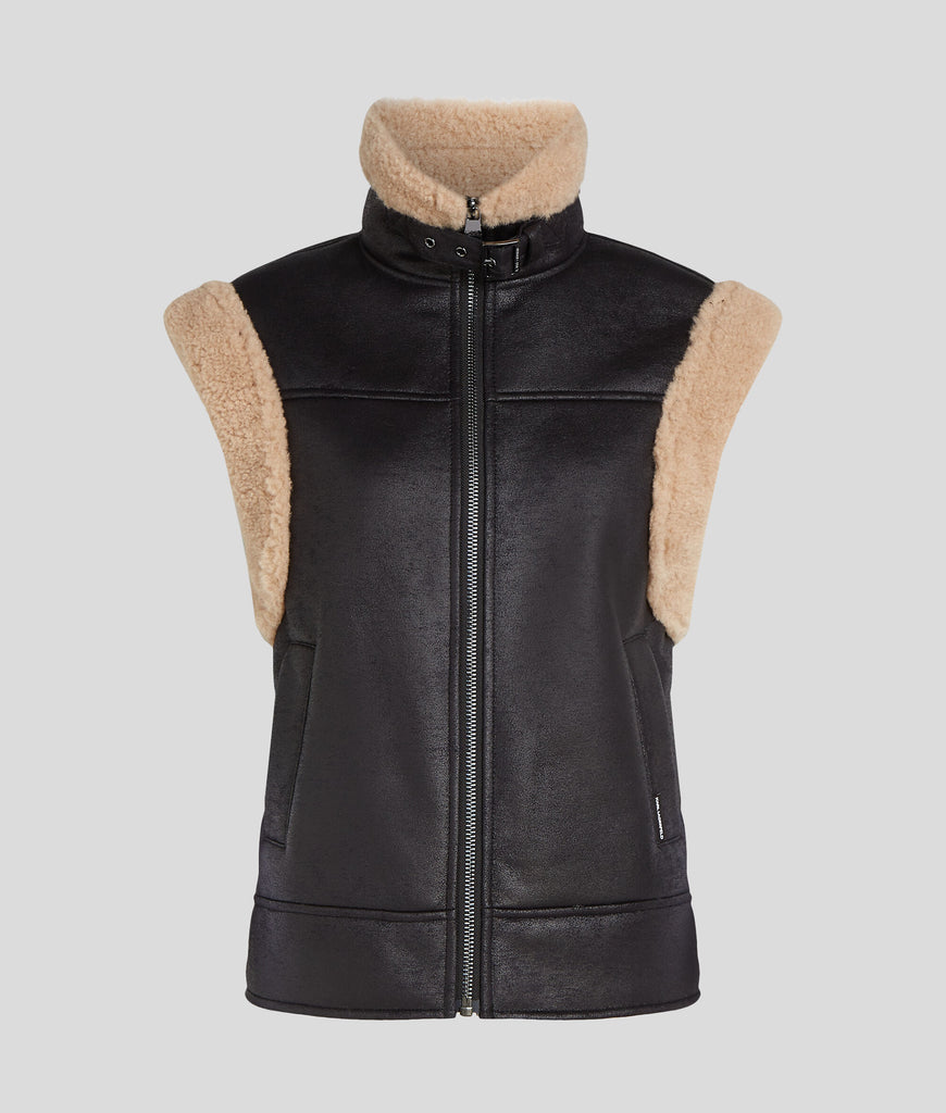 GILET IN ECOPELLE SCAMOSCIATA    KARL LAGERFELD