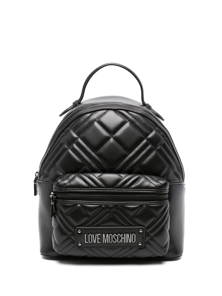 ZAINO TRAPUNTATO CON SCRITTA LOGO NERO   LOVE MOSCHINO