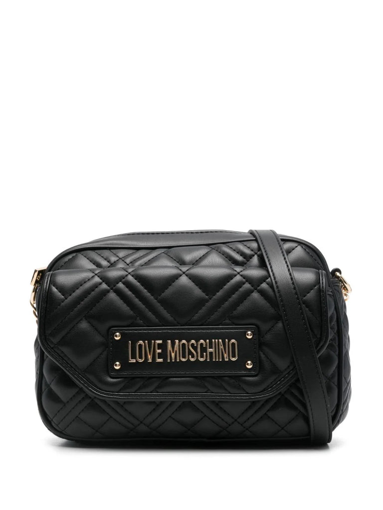 BORSA A TRACOLLA TRAPUNTATA LOGO ORO    LOVE MOSCHINO