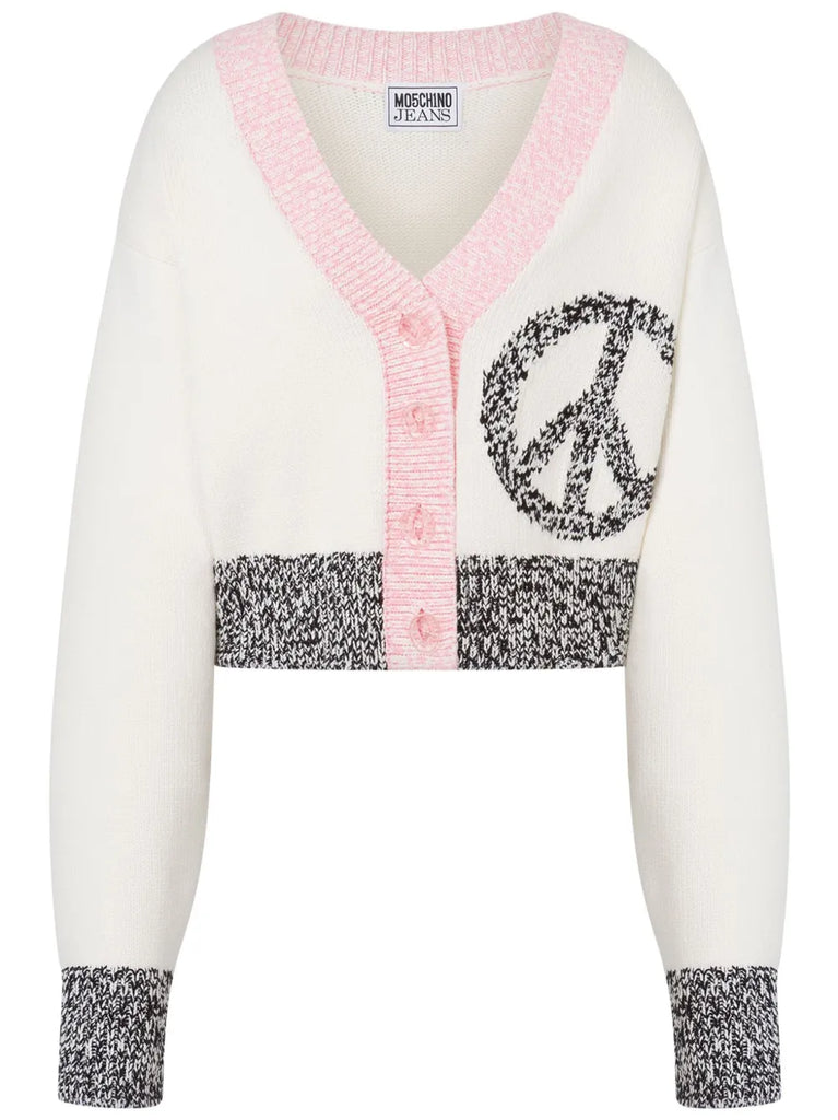 CARDIGAN CON SCOLLO A V     MO5CH1NO JEANS