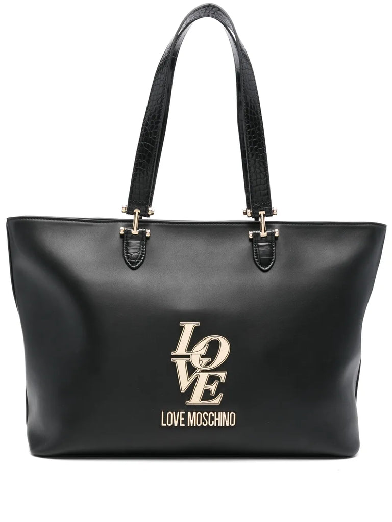 BORSA TOTE CON PLACCA LOGO     LOVE MOSCHINO