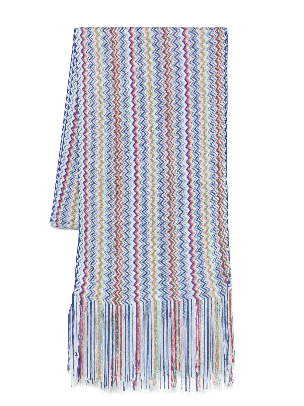 Sciarpa Lunga Missoni 100% Seta &ndash; Multicolore Luminosa Con Motivo Righe Zig-Zag &ndash; Donna