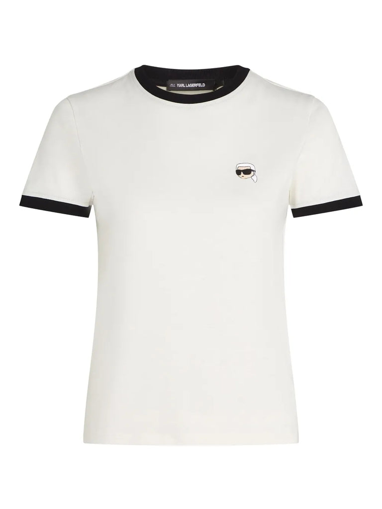 T-SHIRT IKON PETITE CON BORDO A CONTRASTO     KARL LAGERFELD