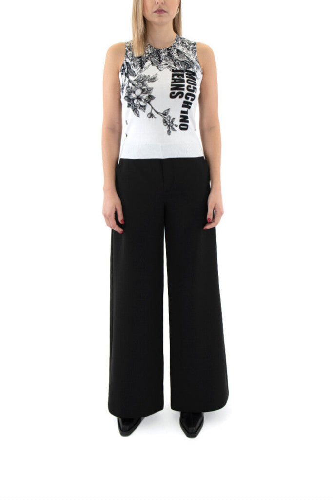 TOP IN MAGLIA COTONE STAMPATO     MO5CH1NO JEANS