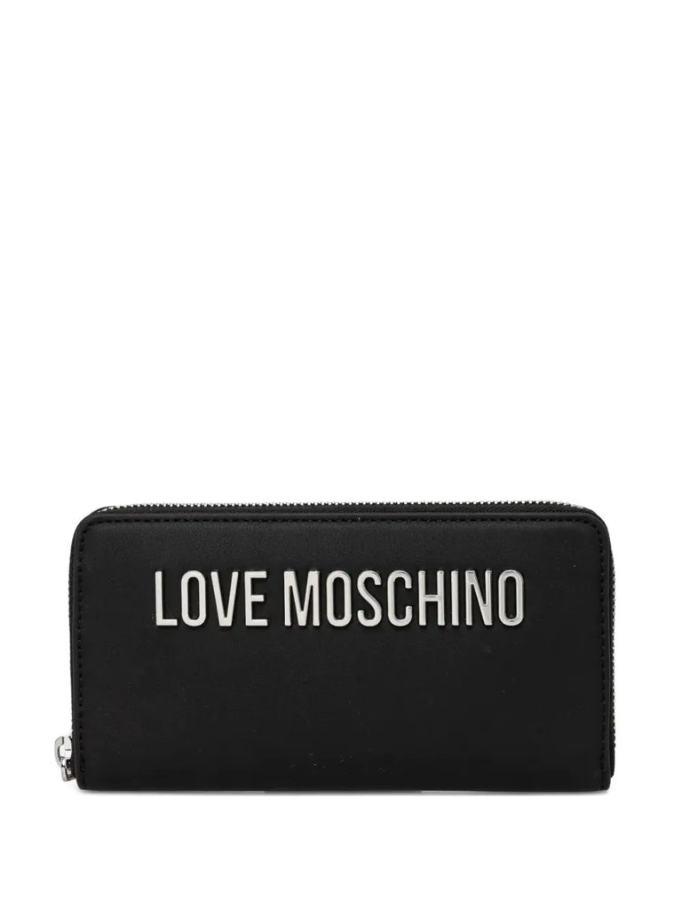 PORTAFOGLIO ZIP AROUND LETTERING LOGO ORO ARGENTO    LOVE MOSCHINO