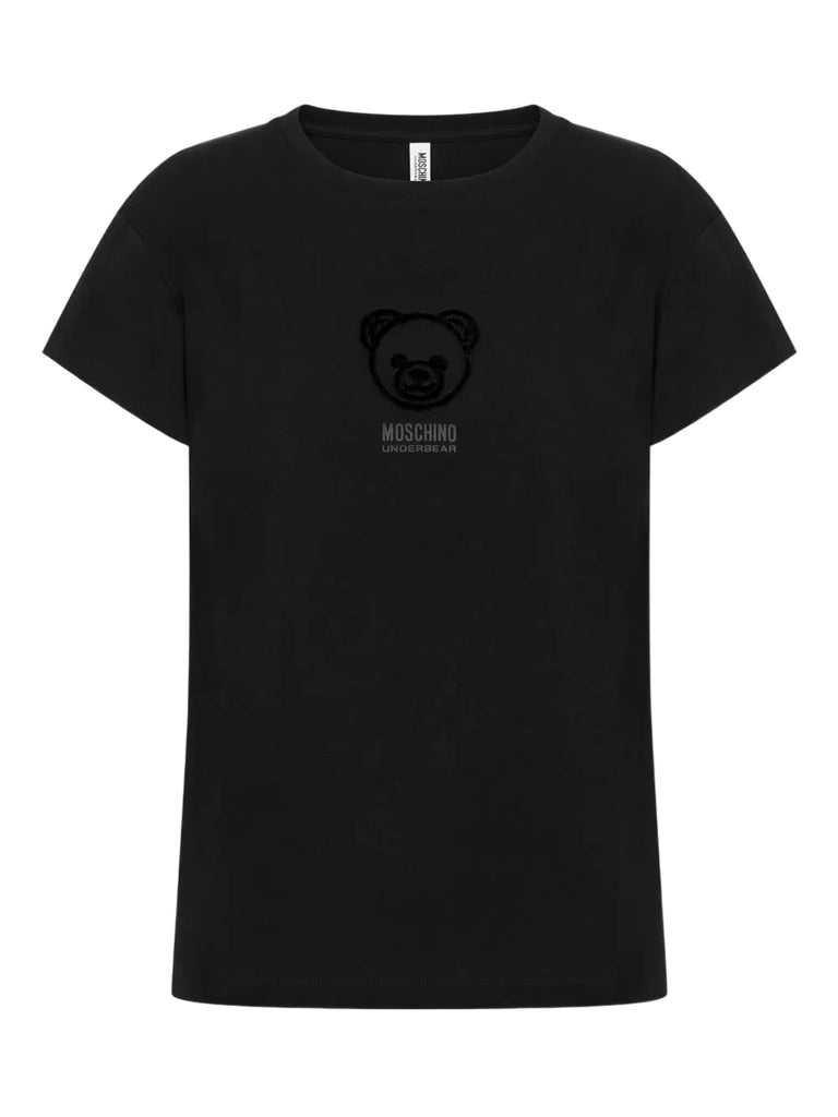 T-SHIRT CON  LOGO ORSACCHIOTTO GOFFRATO     MOSCHINO UNDERWEAR