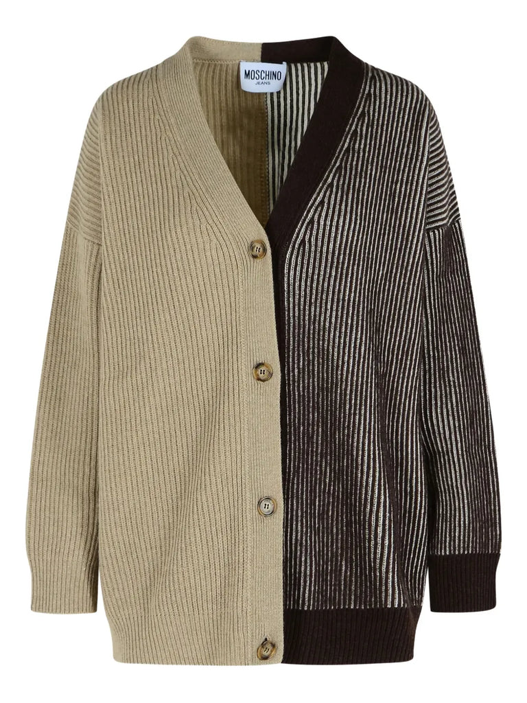 CARDIGAN MISTO LANA CASHMERE A COSTE     MOSCHINO JEANS