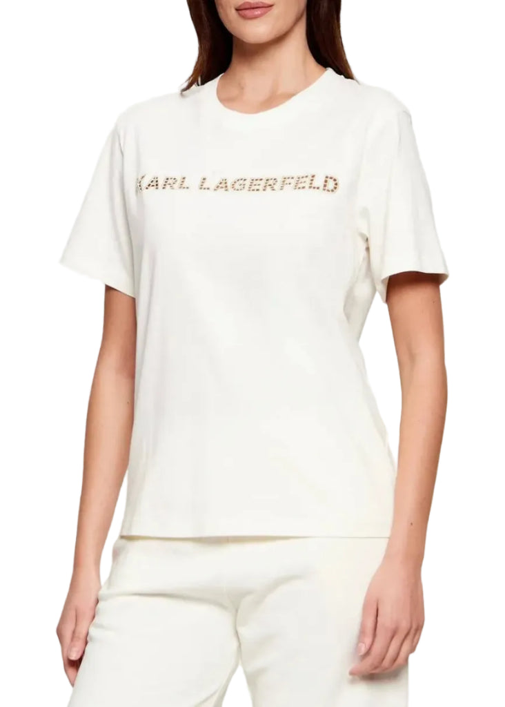 T-SHIRT CON LOGO RICAMATO KARL LAGERFELD