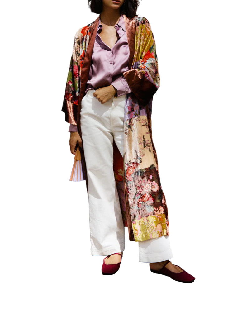 GIACCA KIMONO VAPPONE LUNGA IN TESSUTO VELLUTO     NENETTE