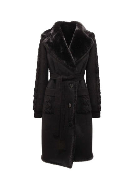 CAPPOTTO IN ECO MONTONE CON DETTAGLI IN MAGLIA  VIOLANTI