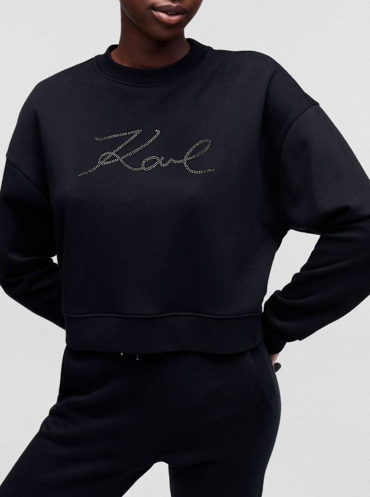 FELPA RHINESTONE LOGO SWEATSHIRT   KARL LAGERFELD