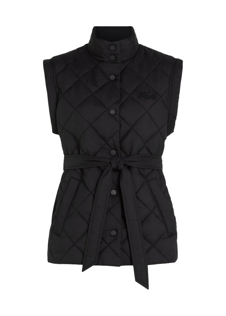 GILET TRAPUNTATO LEGGERO CON CINTURA     KARL LAGERFELD