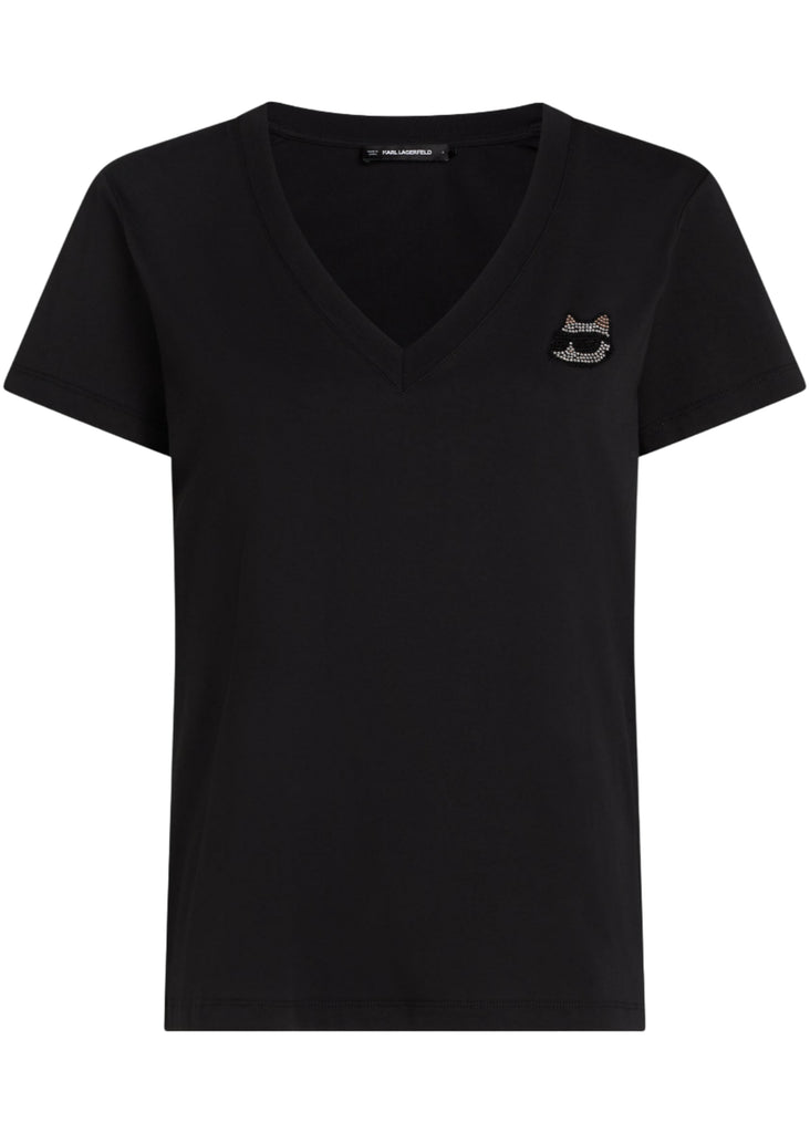 T-SHIRT CON STRASS IKON CHOUPETTE     KARL LAGERFELD