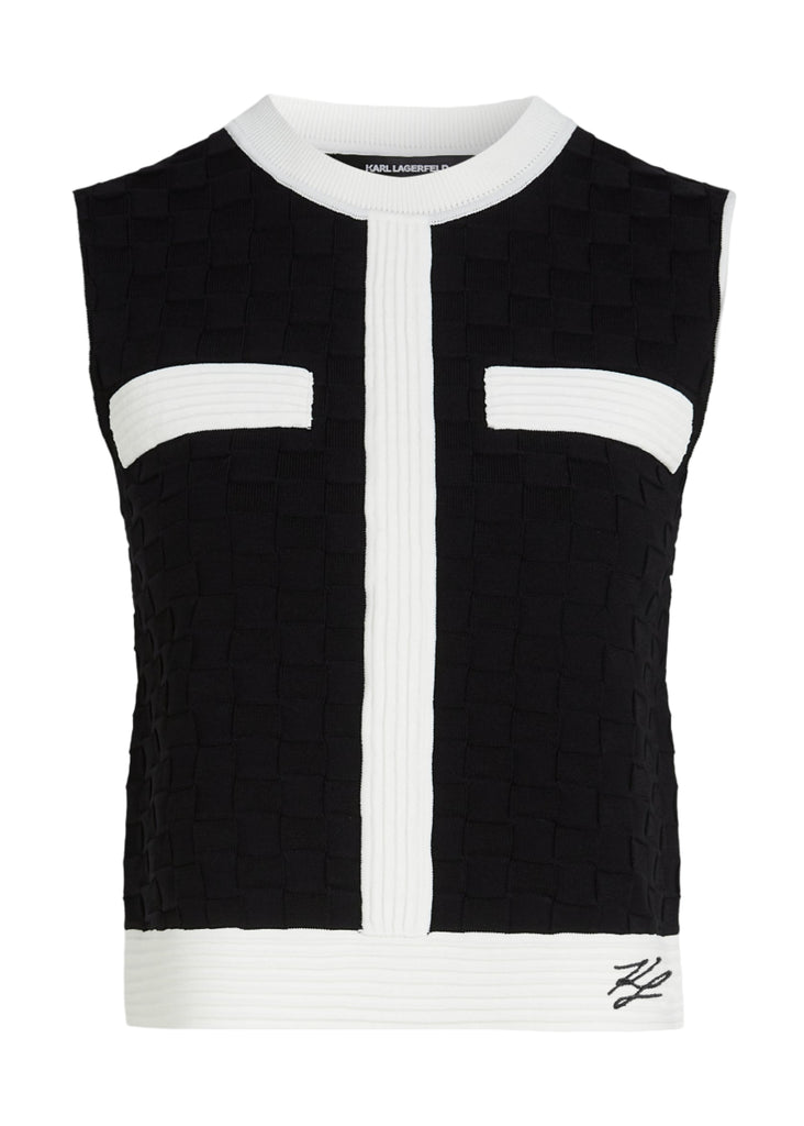 TOP DI MAGLIA CON PROFILO A CONTRASTO     KARL LAGERFELD