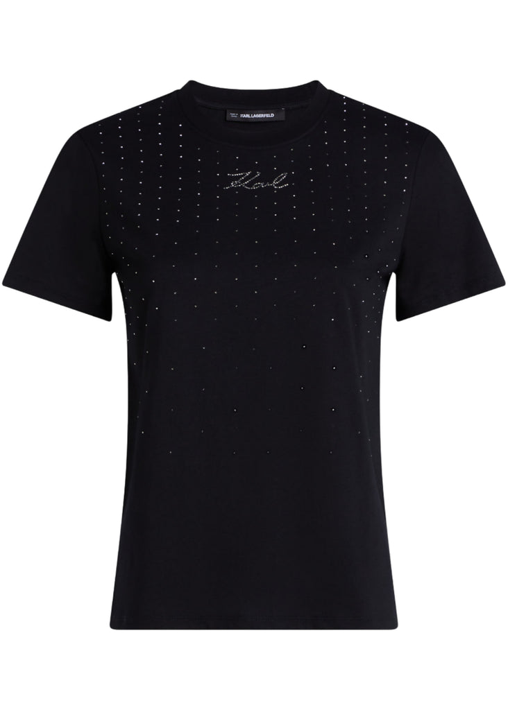 T-SHIRT CON STRASS     KARL LAGERFELD