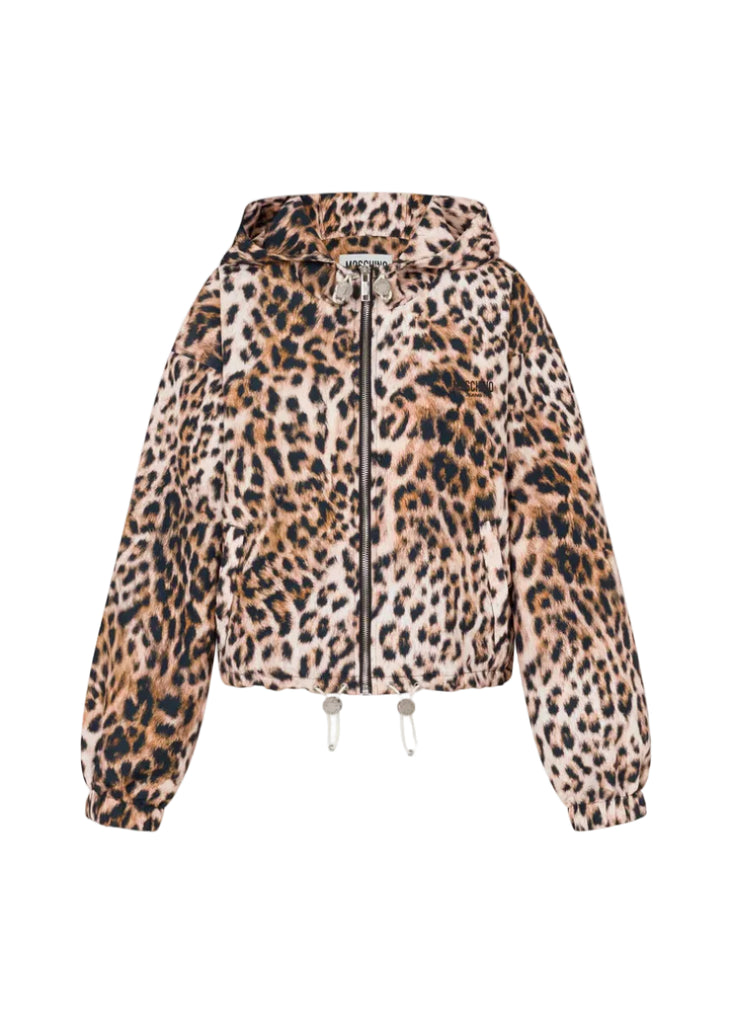 PIUMINO NYLON STAMPA LEOPARDO FANTASIA MARRONE MOSCHINO JEANS