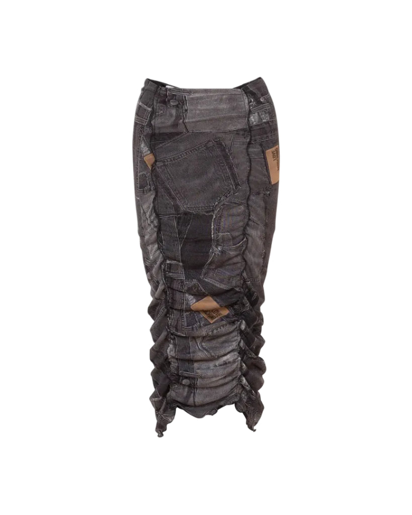 GONNA IN TULLE STAMPA DENIM LOVE MOSCHINO