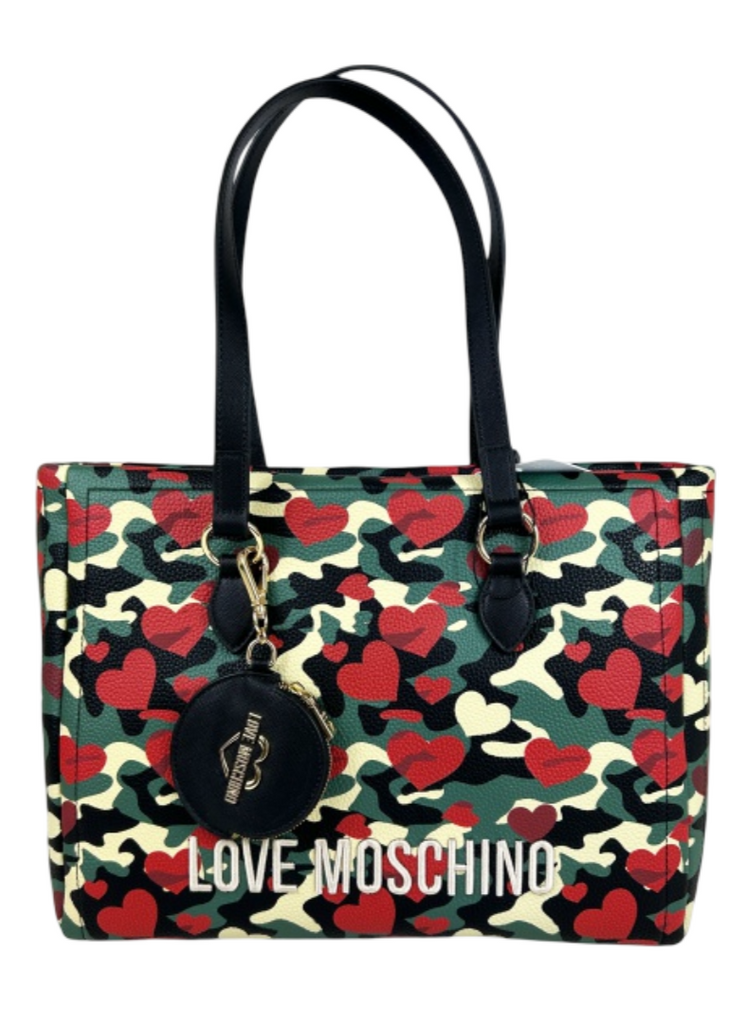BORSA CON STAMPA CAMOUFLAGE     LOVE MOSCHINO