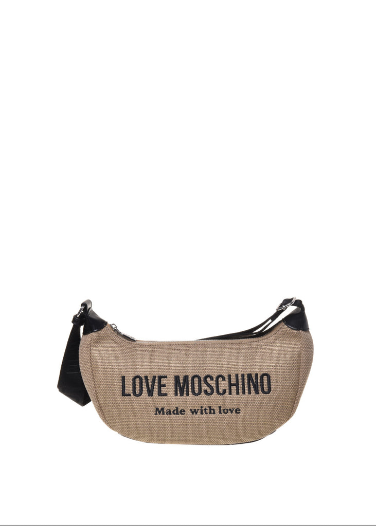MARSUPIO IN CANVAS LOGO SCRITTA COLORE NERO ORO LOVE MOSCHINO