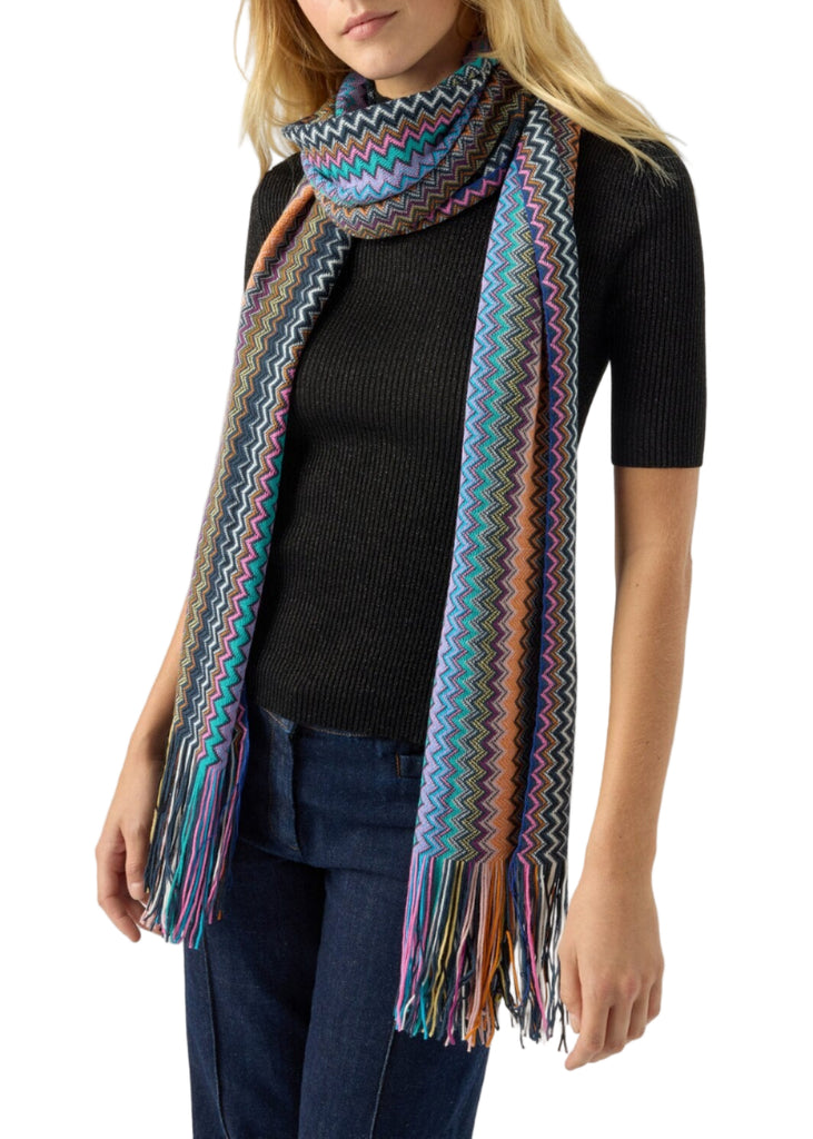SCIARPA CON LAVORAZIONE ZIG ZAG E FRANGE     MISSONI