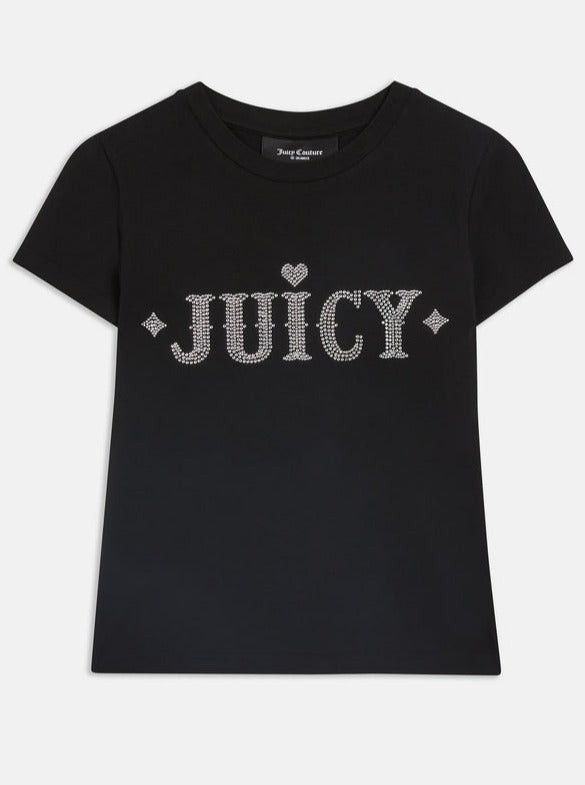 T-SHIRT NERA ADERENTE CON STRASS RODEO   JUICY COUTURE