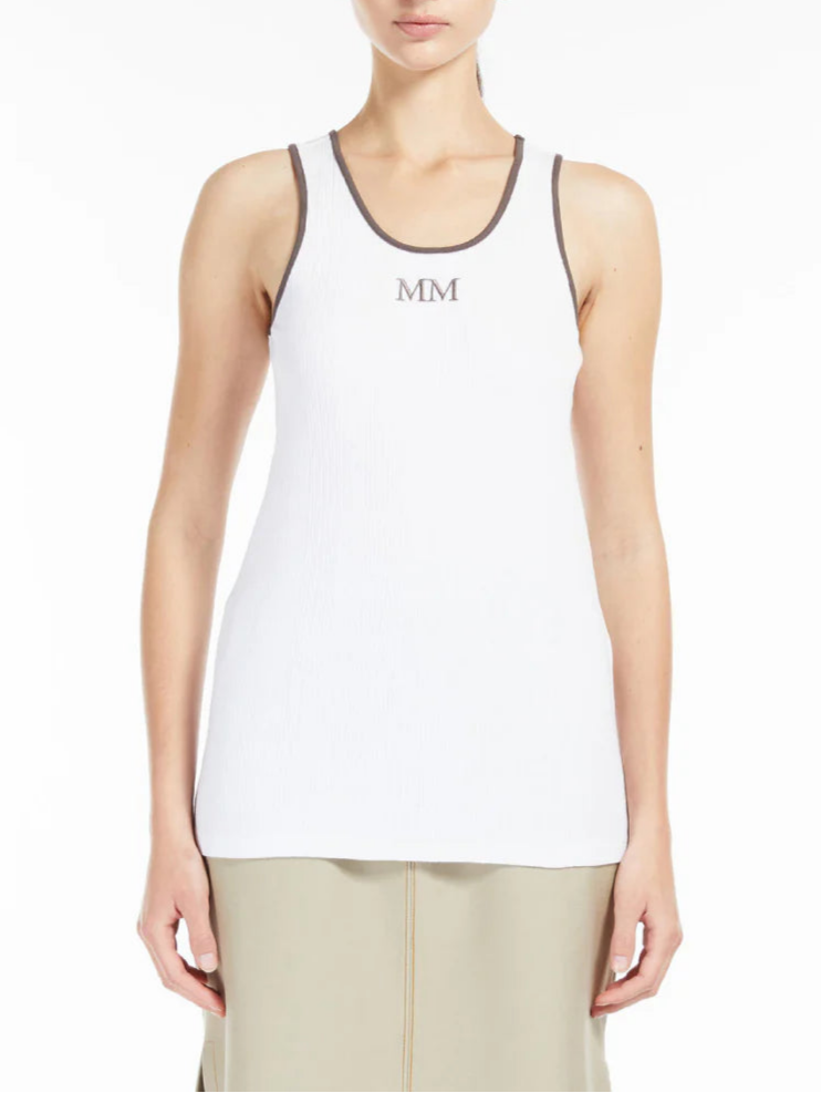 CANOTTA TOP A COSTINE CON RICAMO FRONTALE    MAX MARA MM