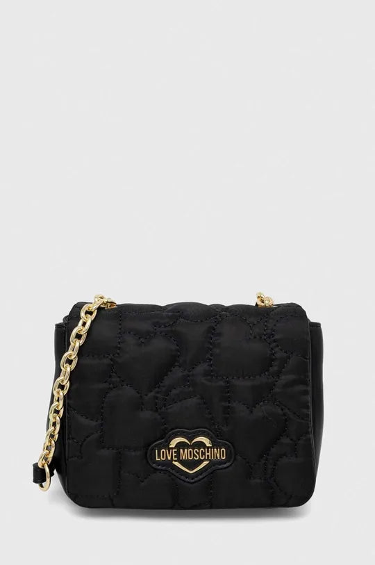 BORSA PICCOLA A TRACOLLA TRAPUNTATA CON LOGO ORO   LOVE MOSCHINO