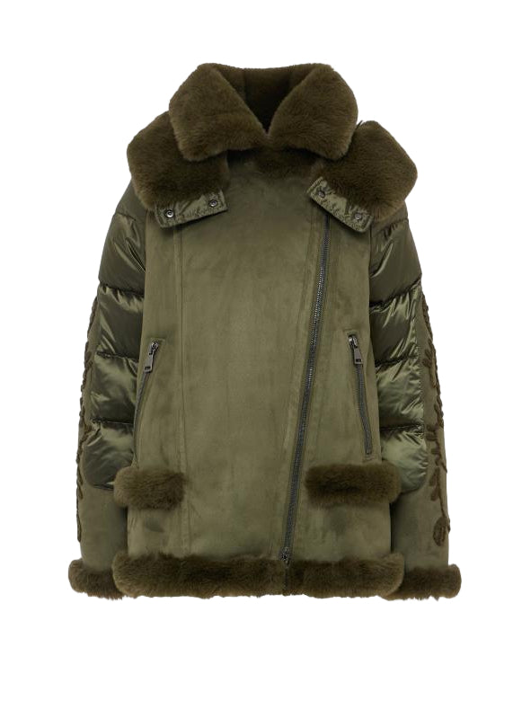 GIUBBOTTO BIKER  ECOFUR CON RICAMO     VIOLANTI