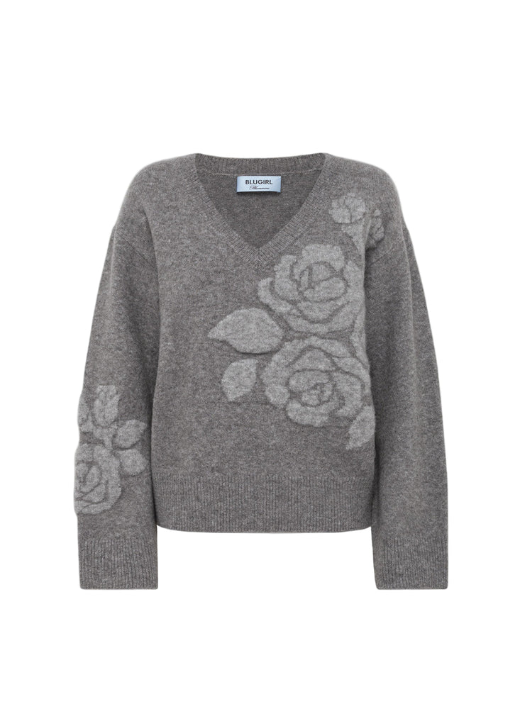 MAGLIA JACQUARD CON INTARSIO ROSE     BLUGIRL Blumarine