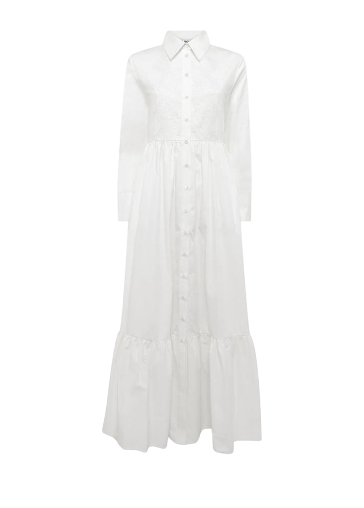 ABITO LUNGO A CAMICIA IN COTONE CON PIZZO BLUGIRL Blumarine