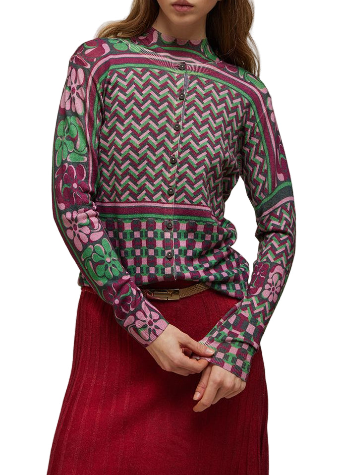 CARDIGAN STAMPA FANTASIA CRAVATTERIA DOUBLE USE     JEI'S LETIZIA DENARO