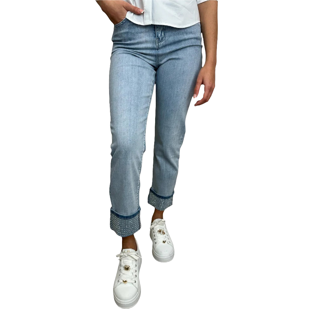 JEANS CON RISVOLTO DIAMANTI     NOSECRETS