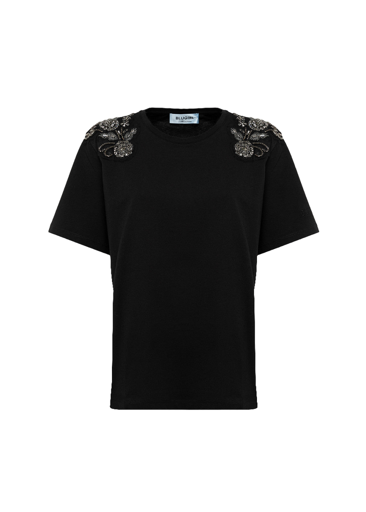 T-SHIRT IN JERSEY CON PATCH FLOREALE     BLUGIRL Blumarine
